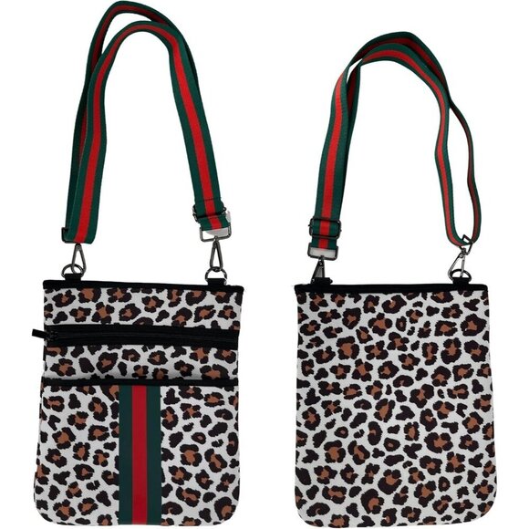 Leopard Dot Neoprene Crossbody Bag Peach Dot for Monograming Style Lightweight - Picture 3 of 3